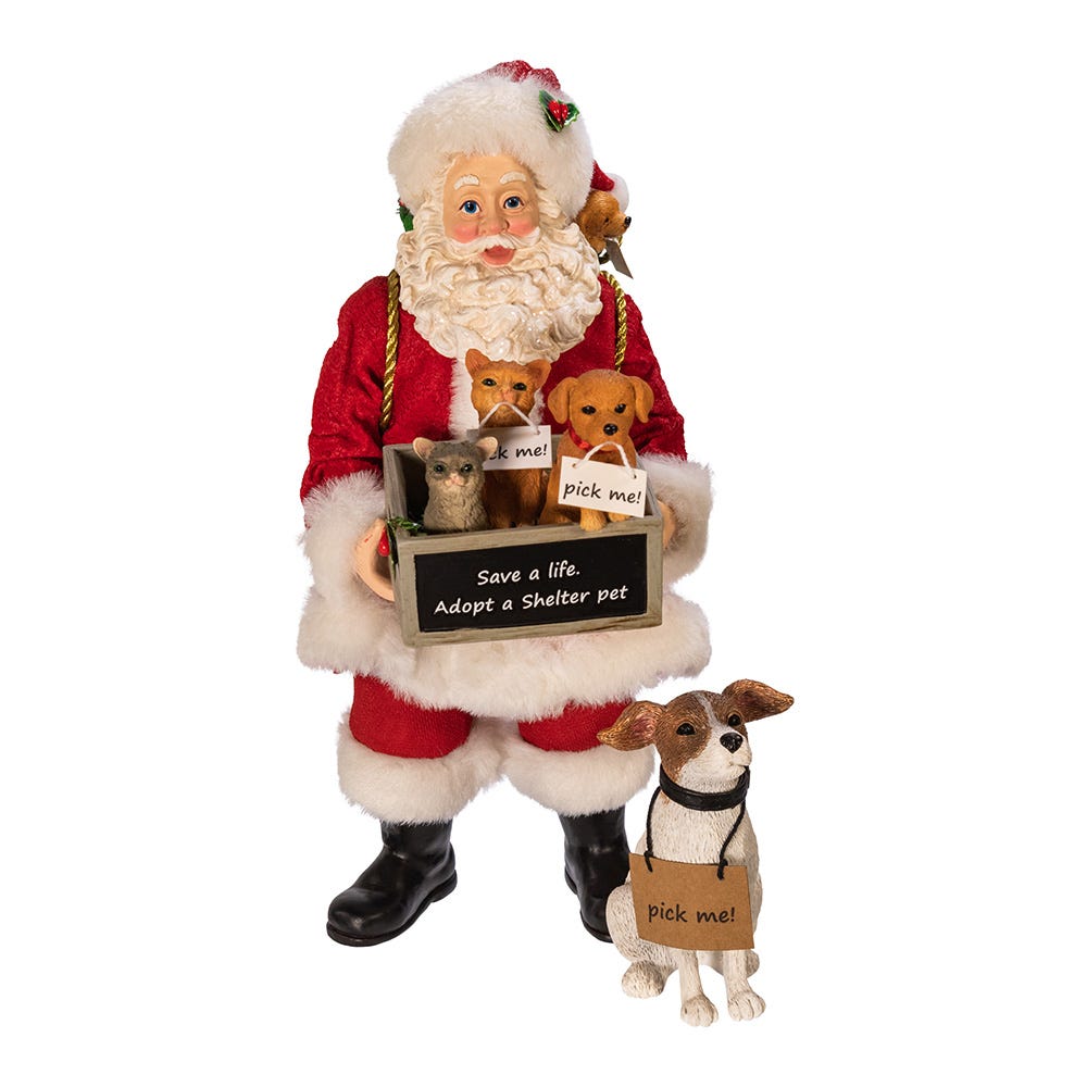 Shop For Kurt Adler 10.5 - Inch Fabriché Adopt - a - Pet Santa with Dog, 2 Piece Set