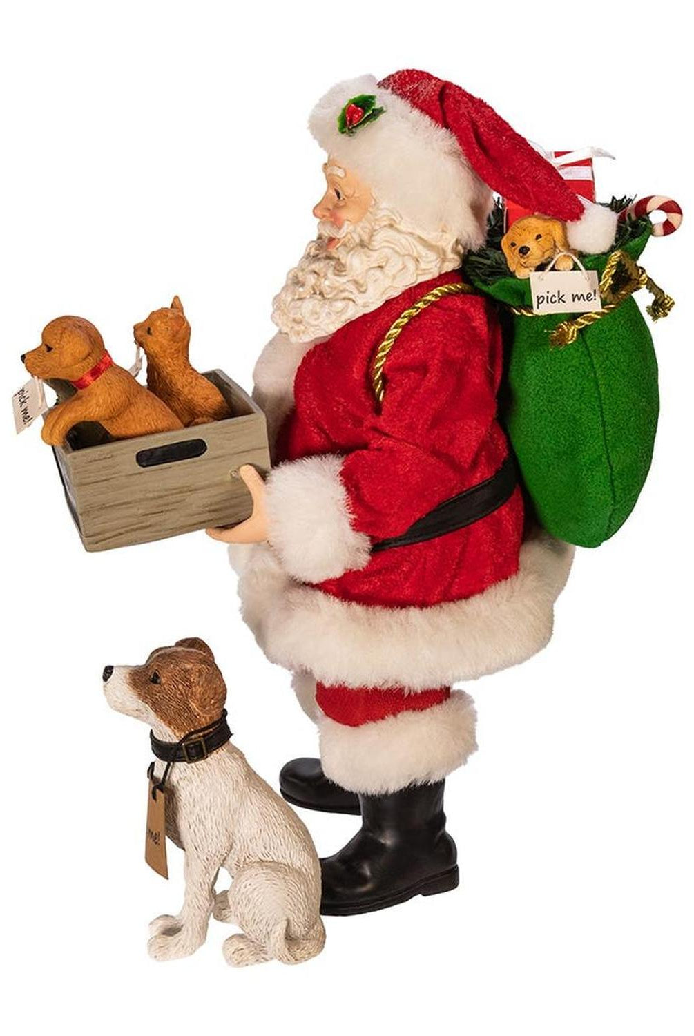 Kurt Adler 10.5-Inch Fabriché Adopt-a-Pet Santa with Dog, 2 Piece Set