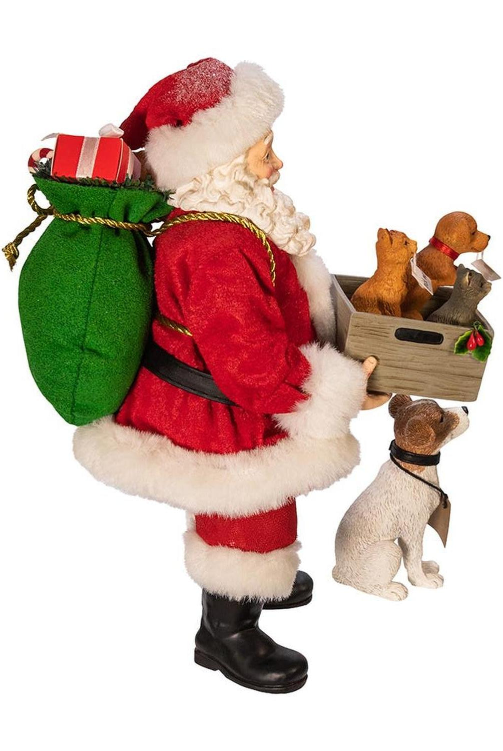 Kurt Adler 10.5-Inch Fabriché Adopt-a-Pet Santa with Dog, 2 Piece Set