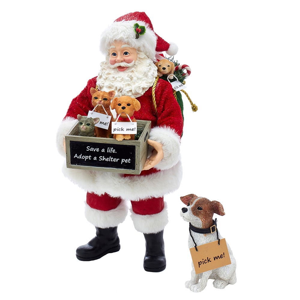 Shop For Kurt Adler 10.5 - Inch Fabriché Adopt - a - Pet Santa with Dog, 2 Piece Set