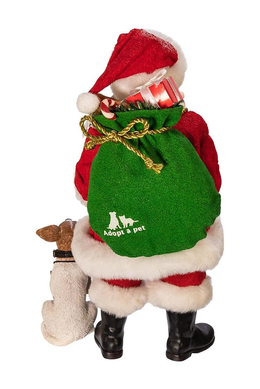 Kurt Adler 10.5-Inch Fabriché Adopt-a-Pet Santa with Dog, 2 Piece Set