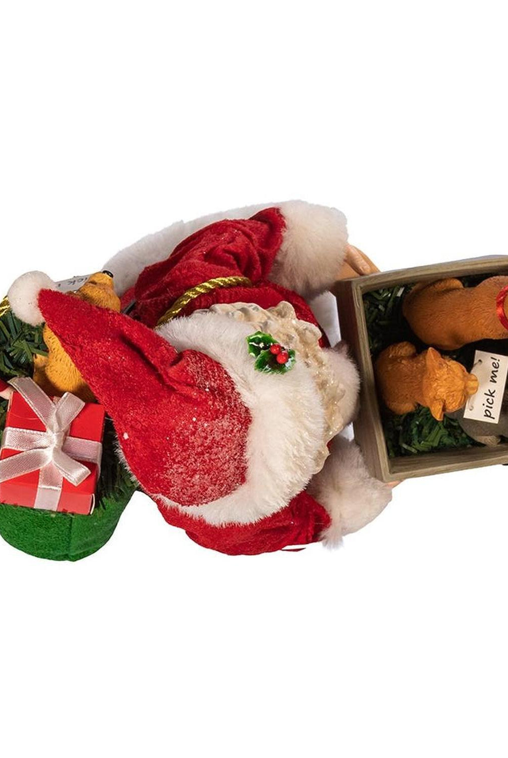 Kurt Adler 10.5-Inch Fabriché Adopt-a-Pet Santa with Dog, 2 Piece Set