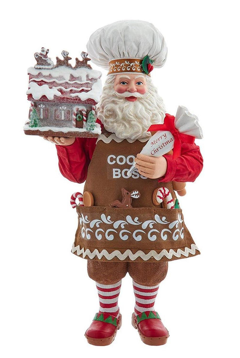 Kurt Adler 10.5-Inch Fabriché Chef Santa Decorating Gingerbread House