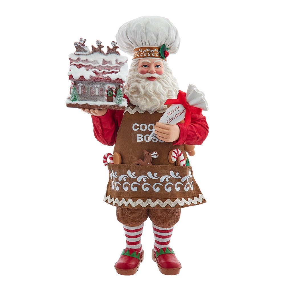 Shop For Kurt Adler 10.5 - Inch Fabriché Chef Santa Decorating Gingerbread House