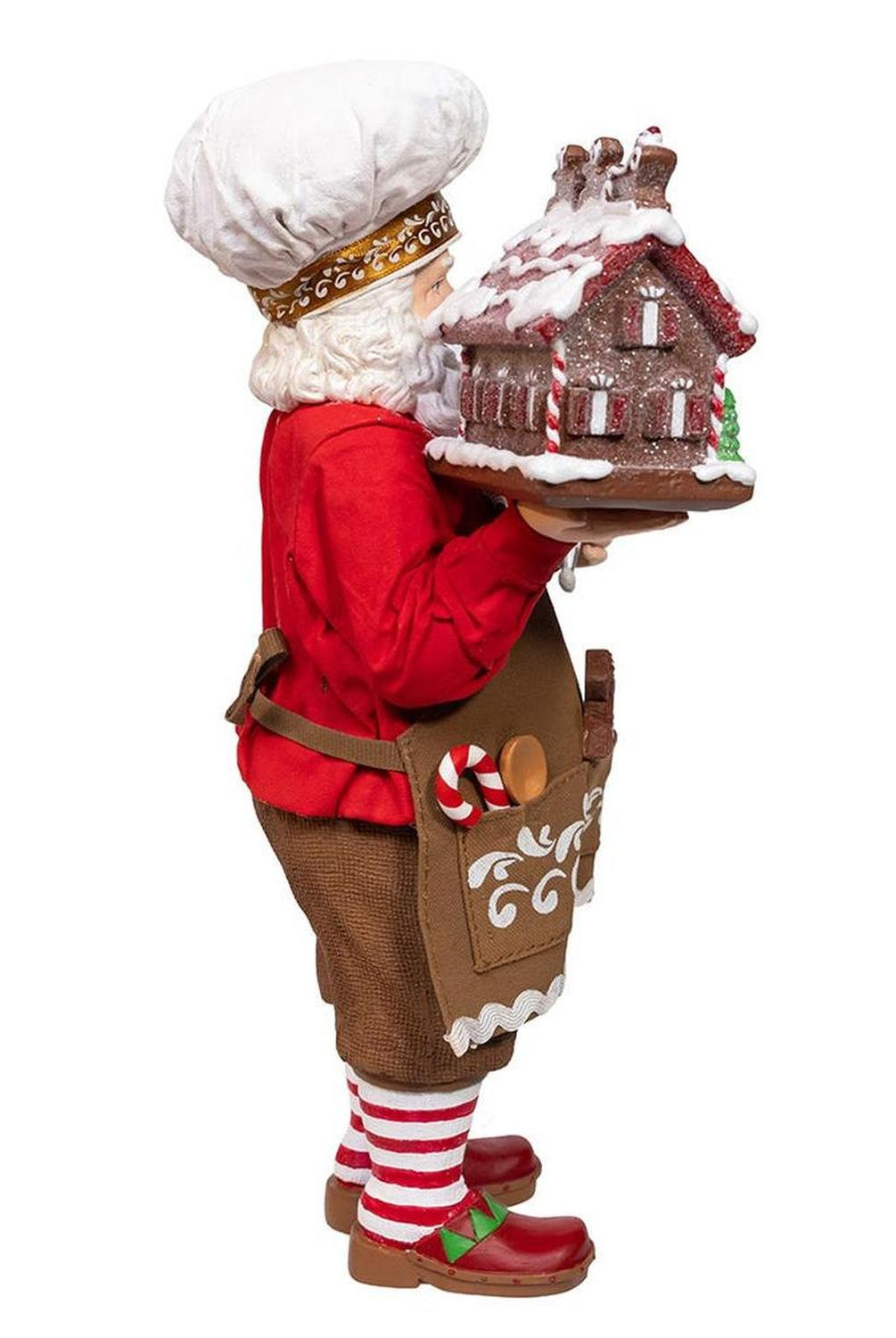 Kurt Adler 10.5-Inch Fabriché Chef Santa Decorating Gingerbread House