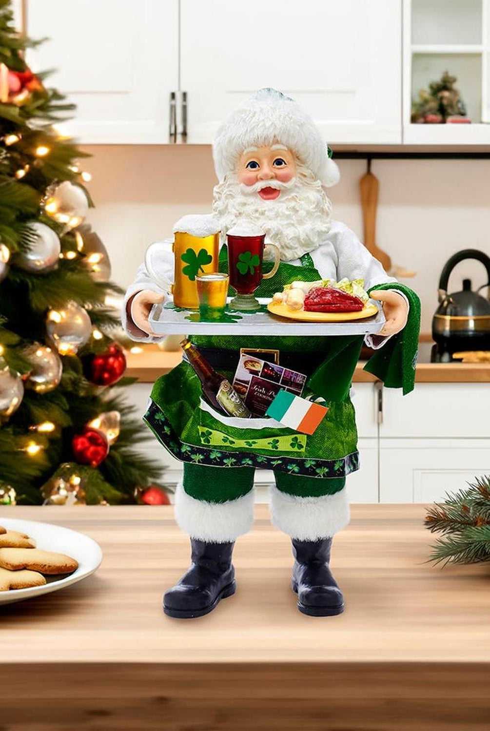 Kurt Adler 10.5-Inch Fabriché Musical Irish Chef Santa