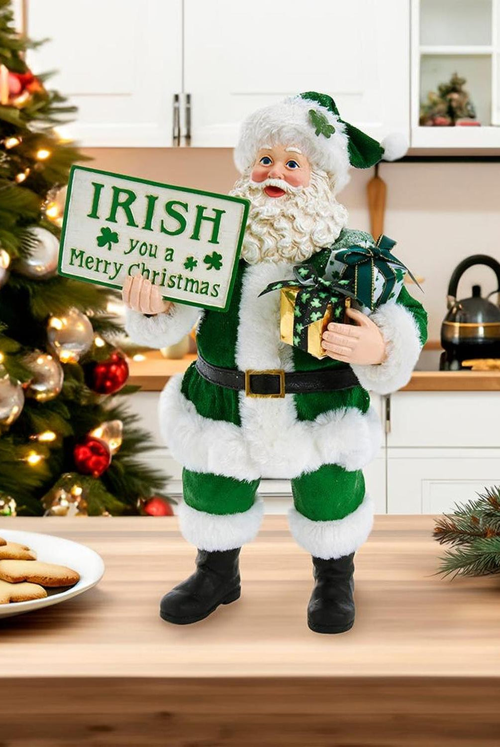 Kurt Adler 10.5-Inch Fabriché Musical Irish Santa