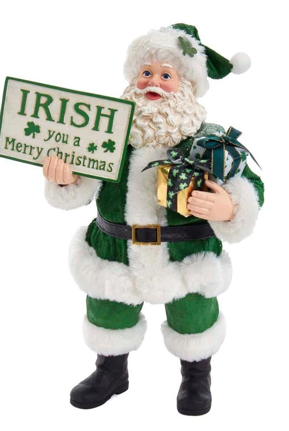 Kurt Adler 10.5-Inch Fabriché Musical Irish Santa