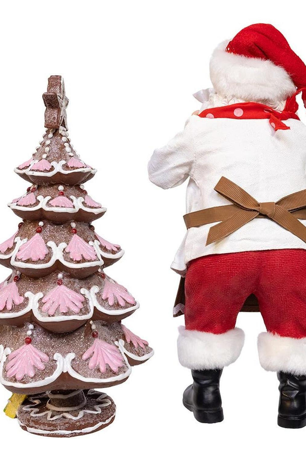 Kurt Adler 10.5-Inch Fabriché Santa Gingerbread Tree, 2-Piece Set