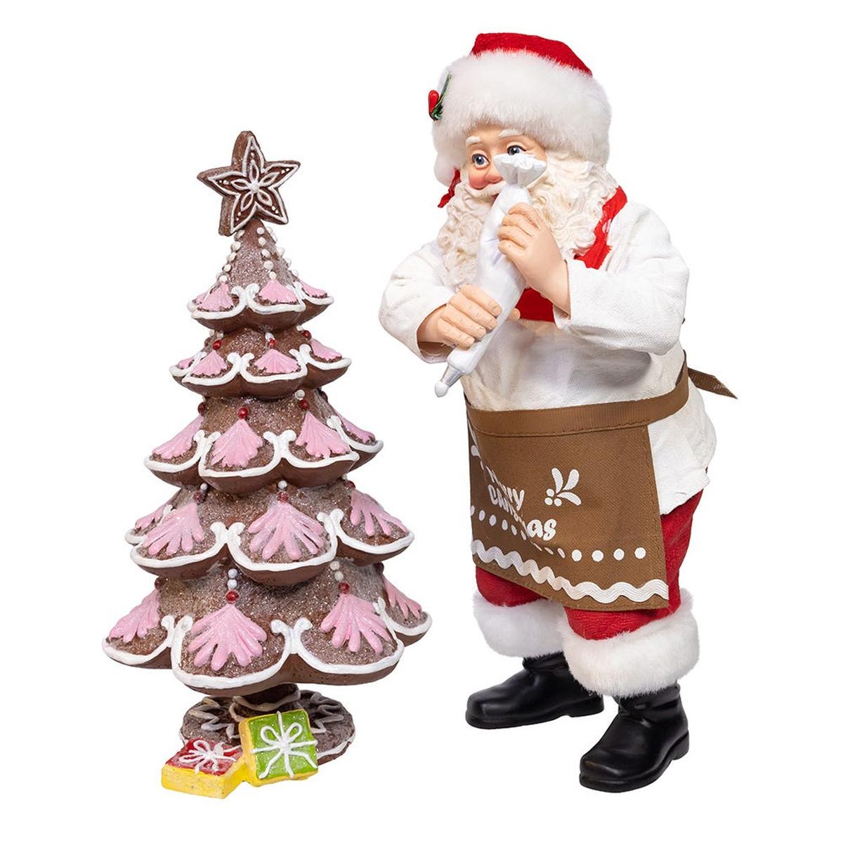 Shop For Kurt Adler 10.5 - Inch Fabriché Santa Gingerbread Tree, 2 - Piece Set