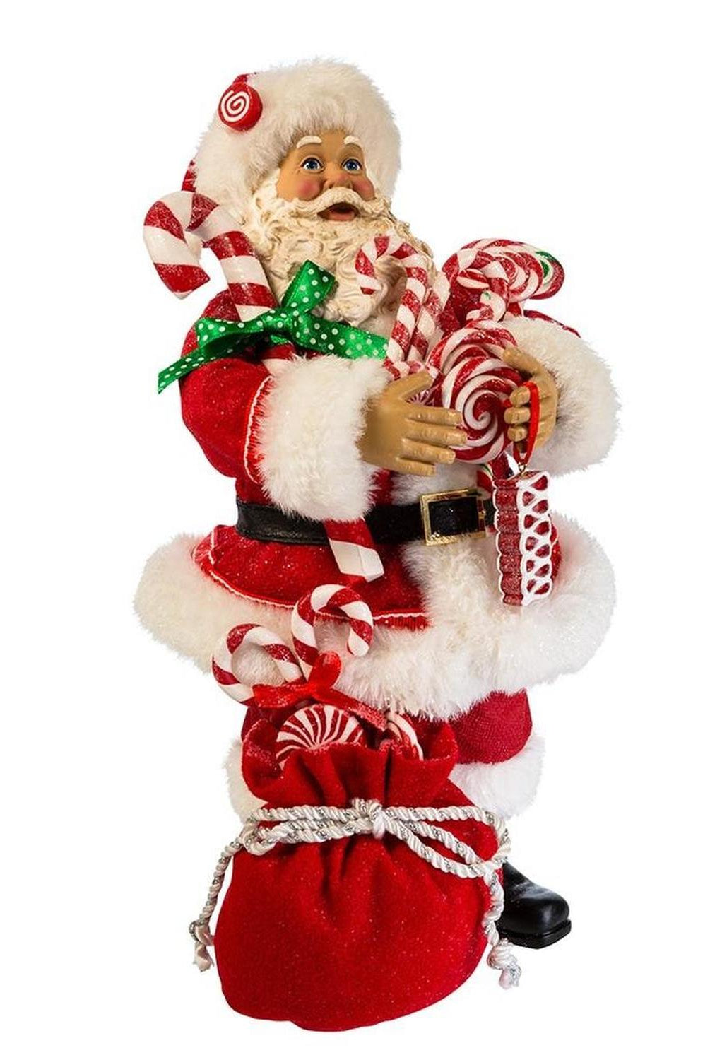 Kurt Adler 10.5-Inch Fabriché Santa With Christmas Candy and Bag
