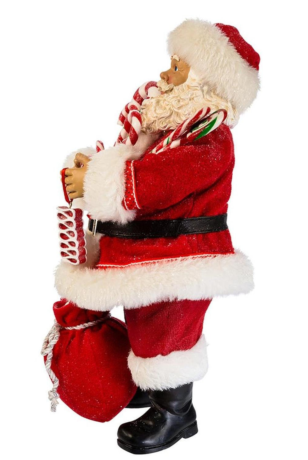 Kurt Adler 10.5-Inch Fabriché Santa With Christmas Candy and Bag