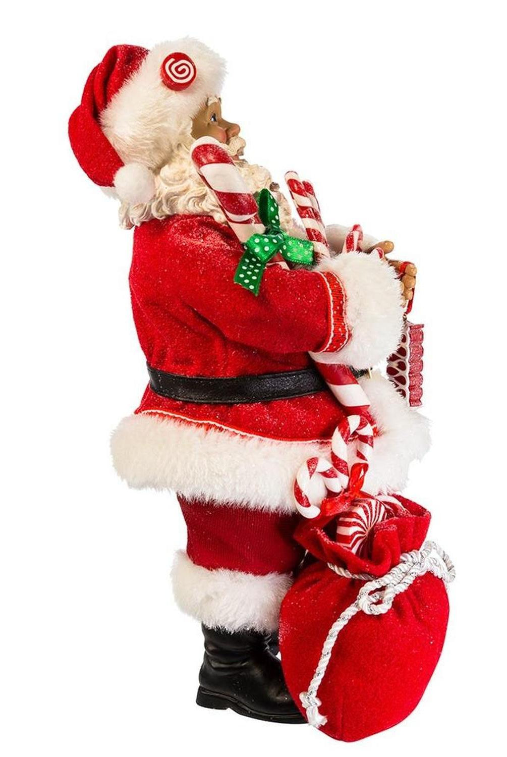 Kurt Adler 10.5-Inch Fabriché Santa With Christmas Candy and Bag
