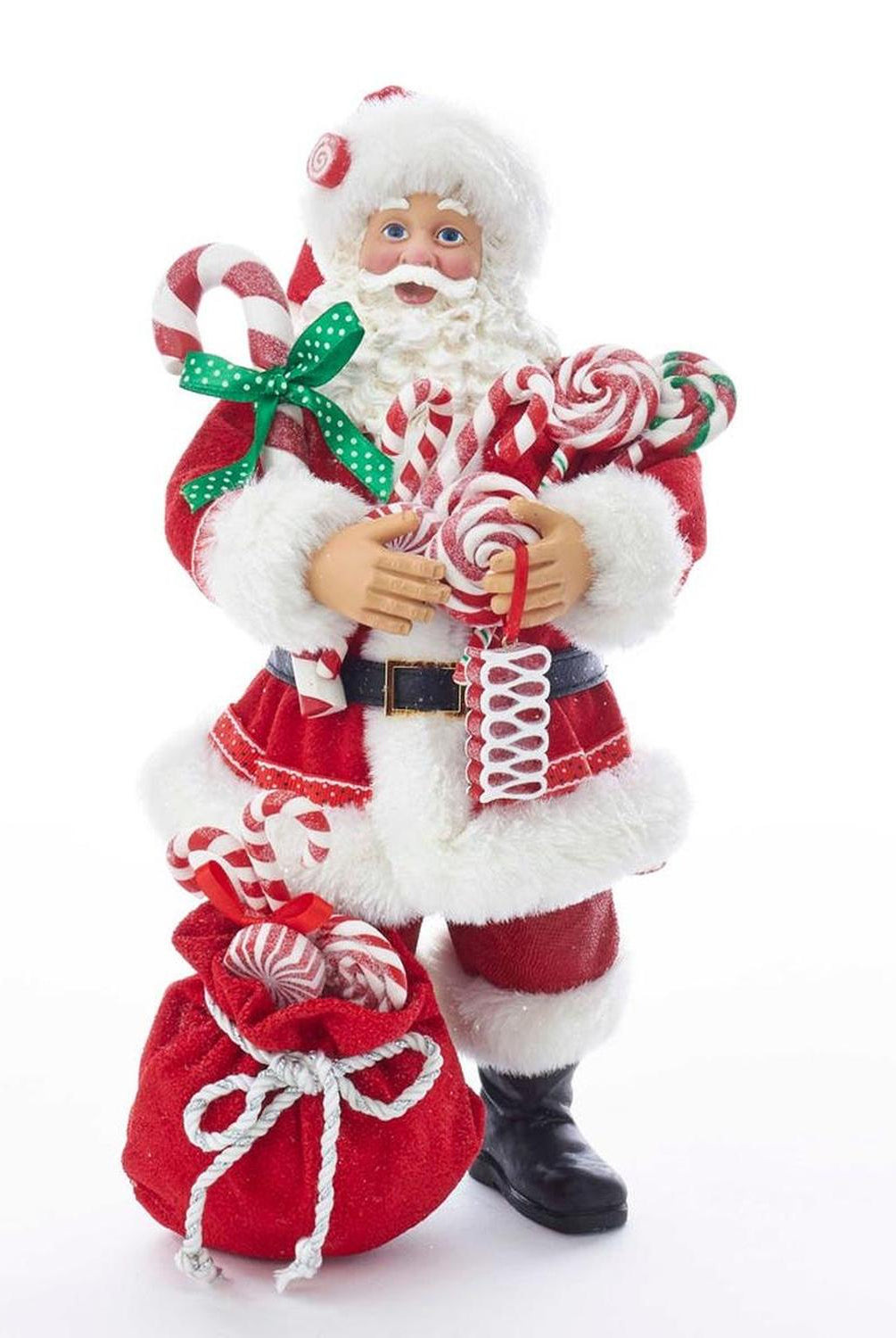Kurt Adler 10.5-Inch Fabriché Santa With Christmas Candy and Bag