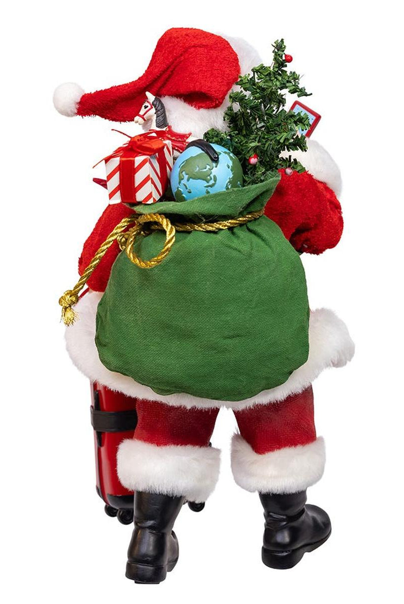 Shop For Kurt Adler 10.5 - Inch Fabriché Santa with Red Luggage, 2 - Piece Set