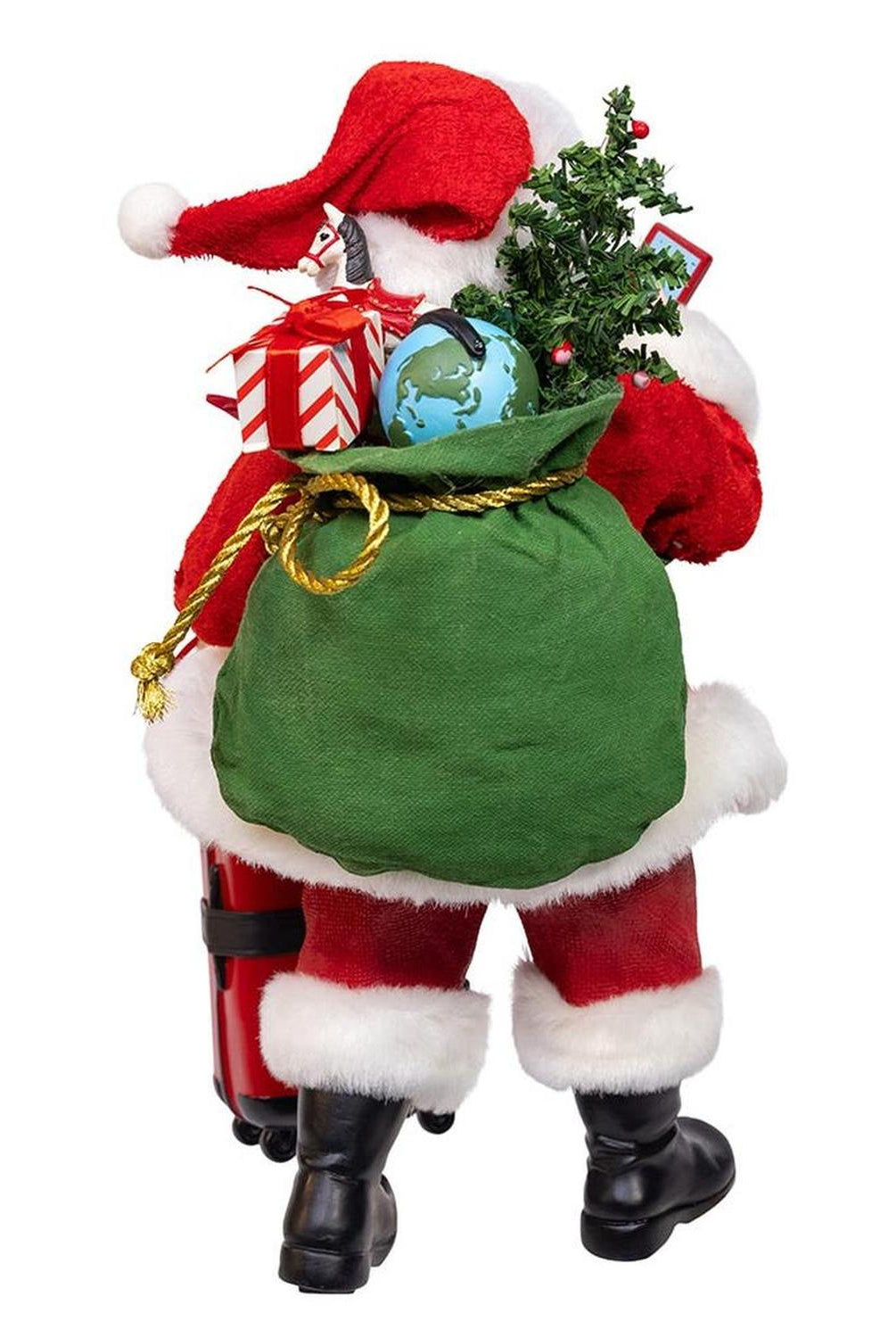 Kurt Adler 10.5-Inch Fabriché Santa with Red Luggage, 2-Piece Set