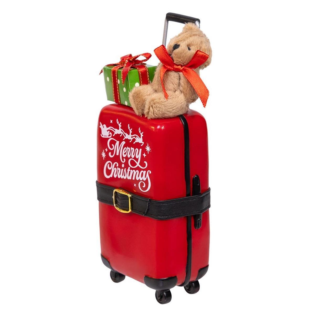 Shop For Kurt Adler 10.5 - Inch Fabriché Santa with Red Luggage, 2 - Piece Set