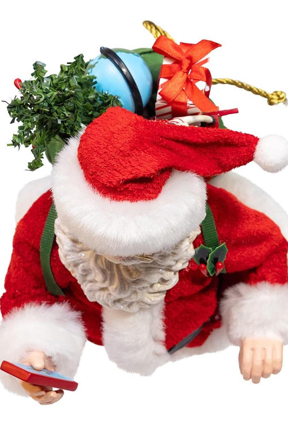 Kurt Adler 10.5-Inch Fabriché Santa with Red Luggage, 2-Piece Set