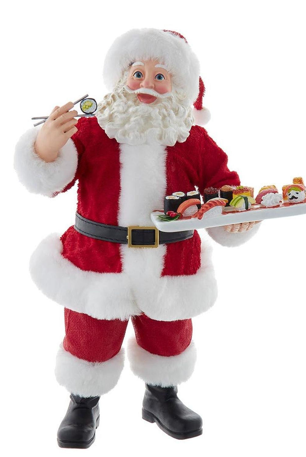 Kurt Adler 10.5-Inch Fabriché Santa with Sushi Platter