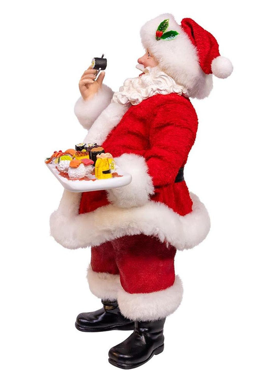Kurt Adler 10.5-Inch Fabriché Santa with Sushi Platter