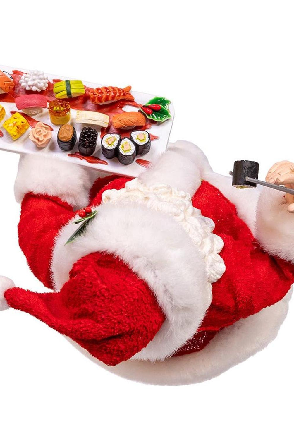 Kurt Adler 10.5-Inch Fabriché Santa with Sushi Platter