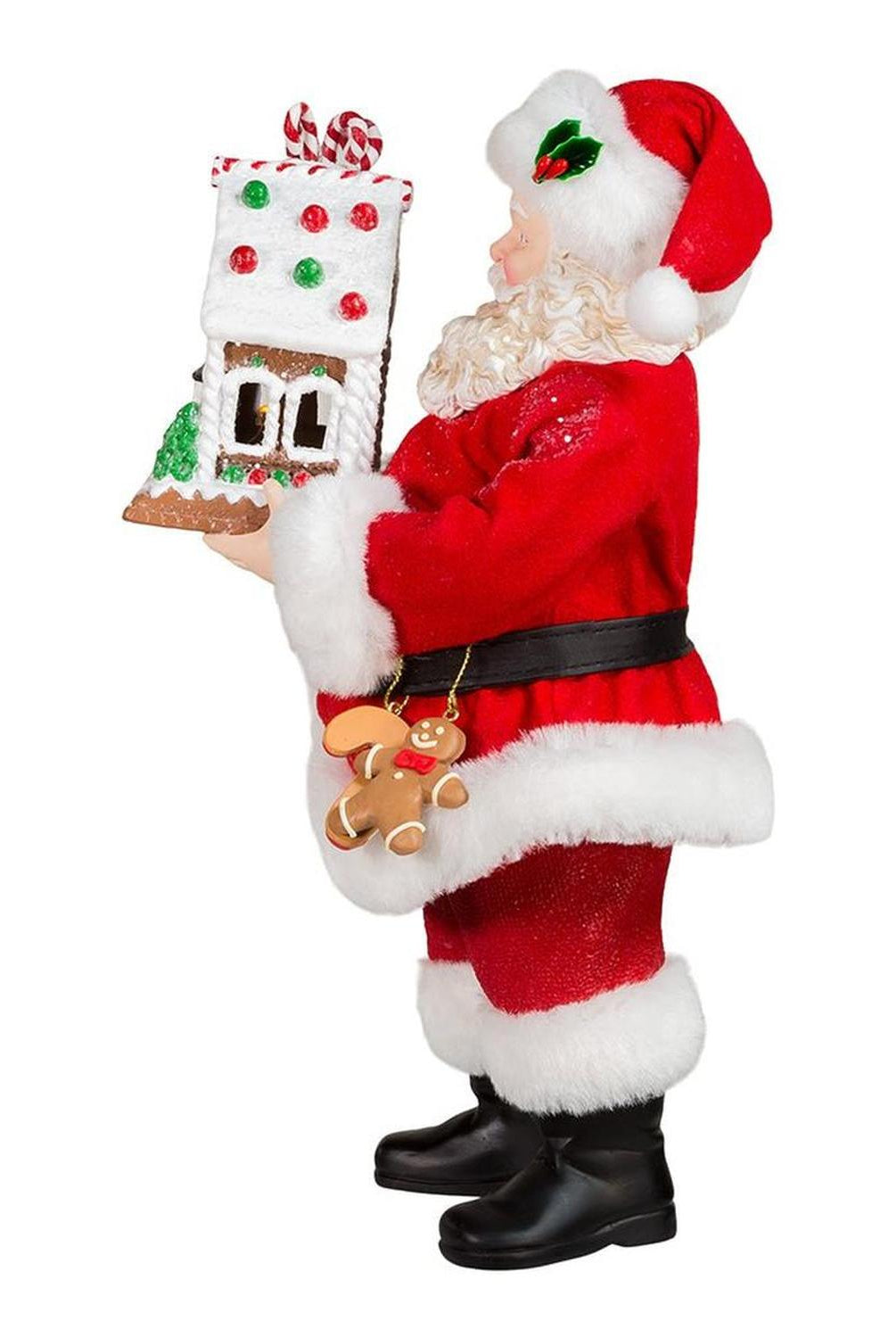 Kurt Adler 11" Battery-Operated Santa with Light-Up Gingerbread House
