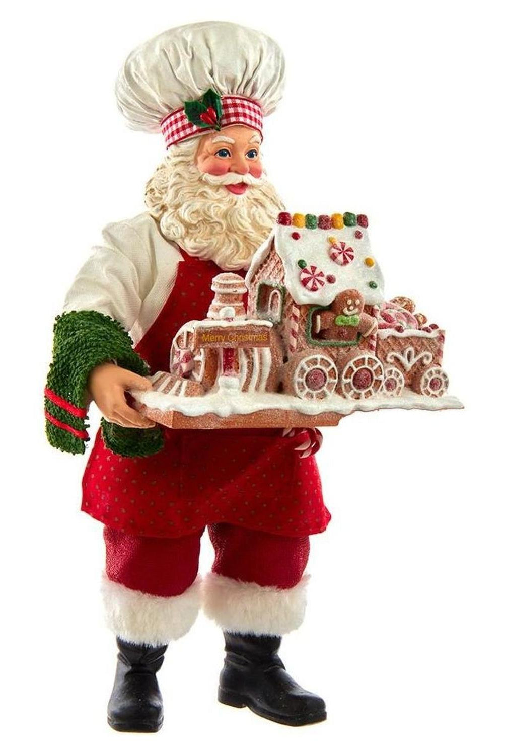 Kurt Adler 11" Fabriché Santa with Gingerbread Train