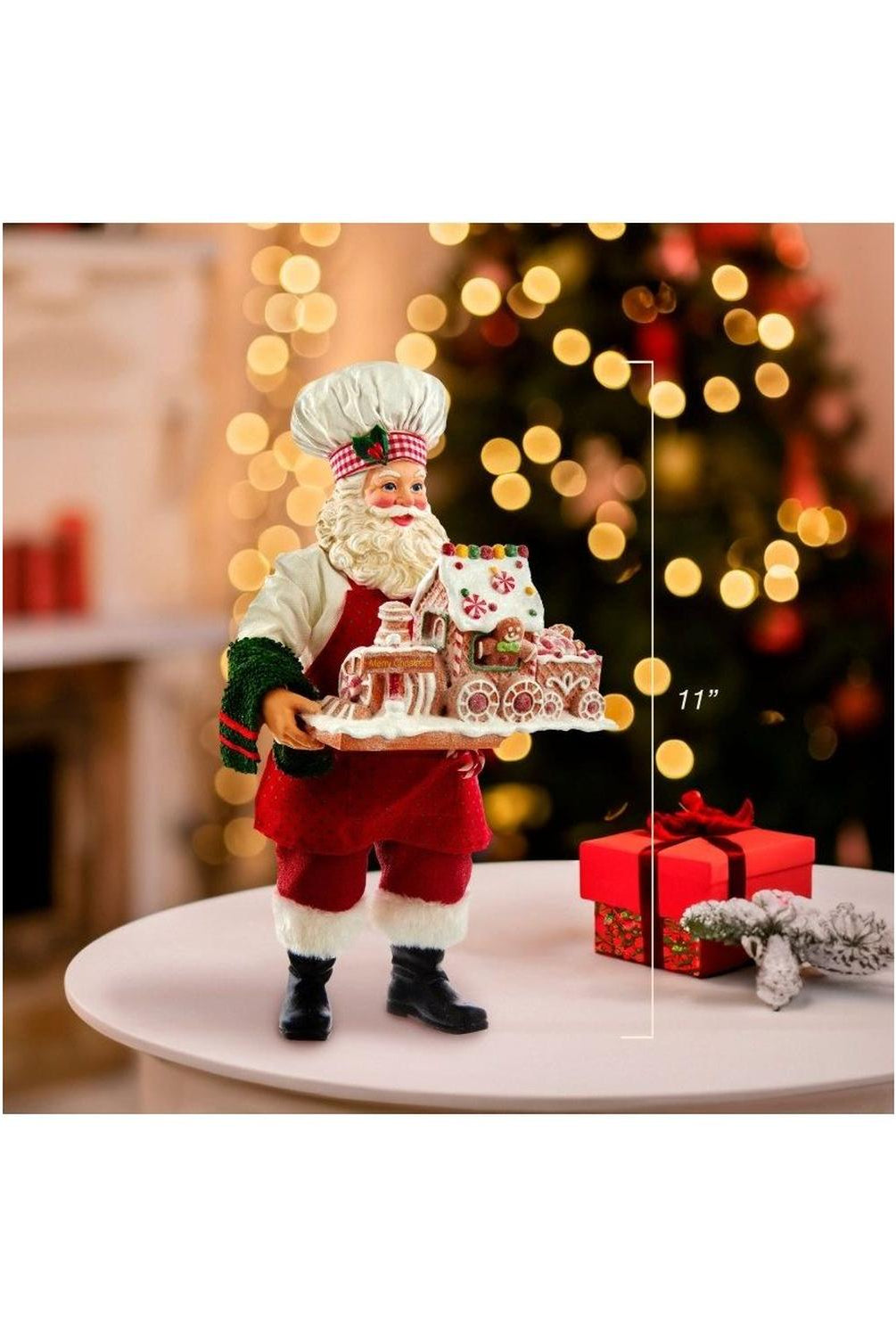 Kurt Adler 11" Fabriché Santa with Gingerbread Train