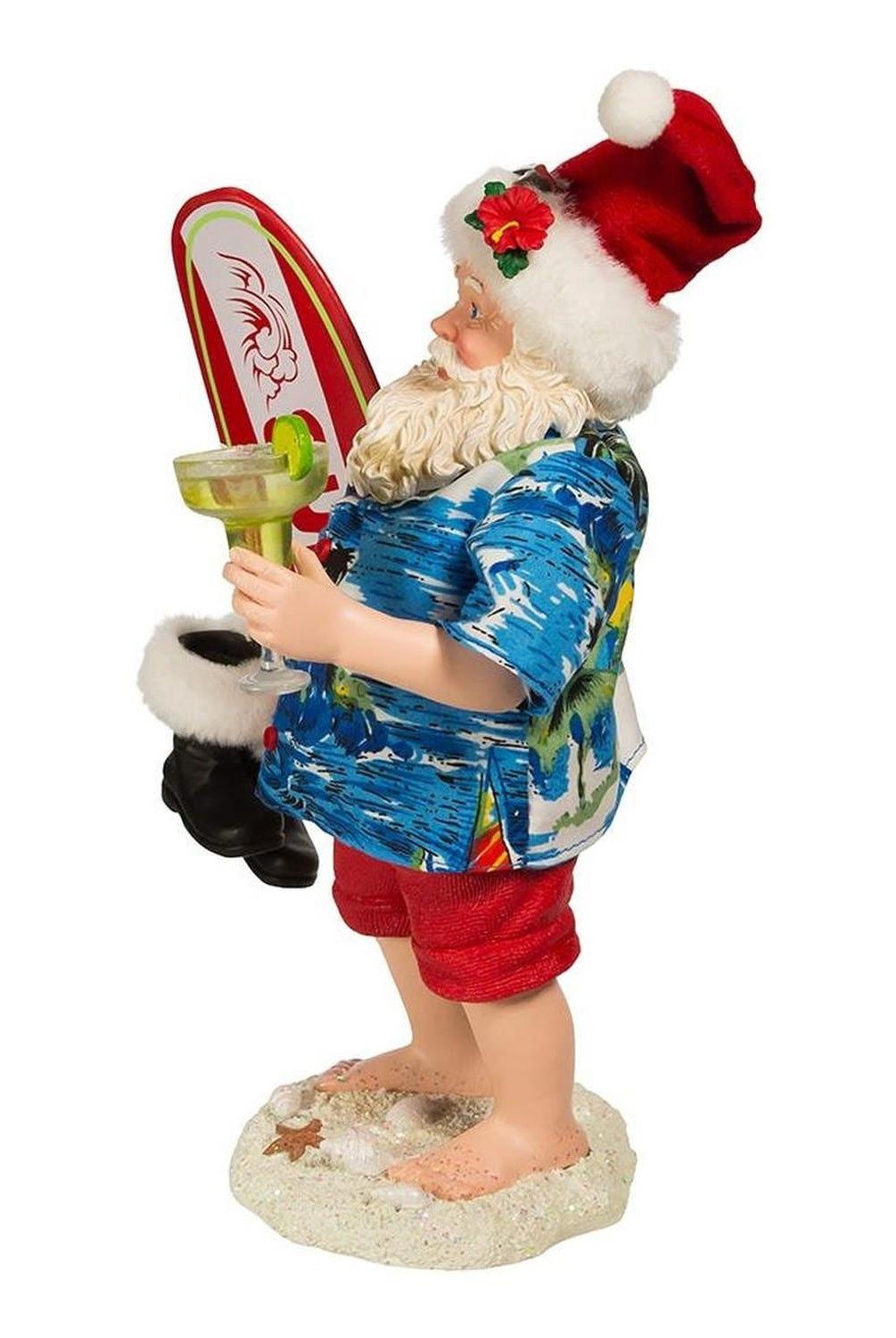 Kurt Adler 11-Inch Fabriché Santa with Surfboard and Drink