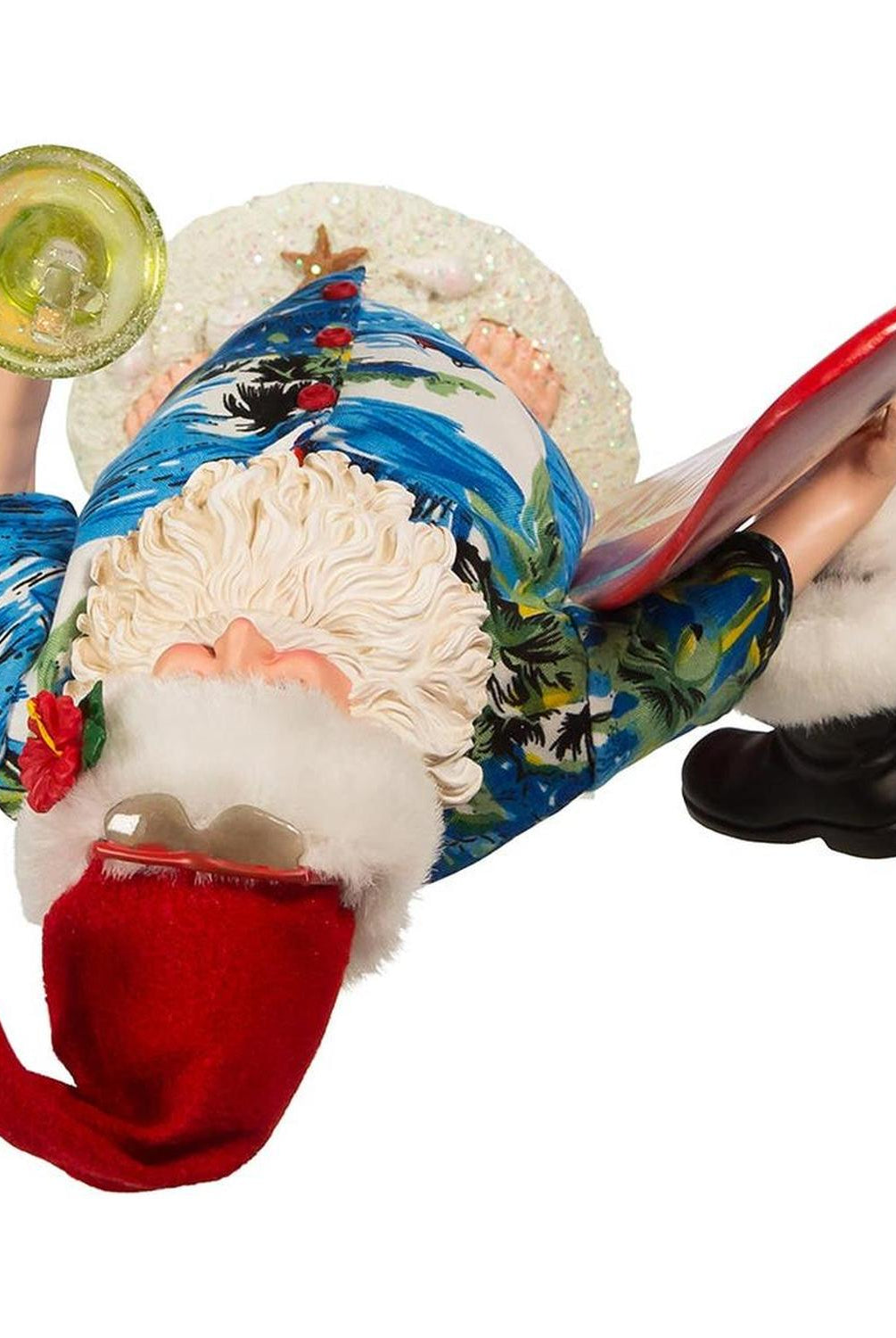 Kurt Adler 11-Inch Fabriché Santa with Surfboard and Drink