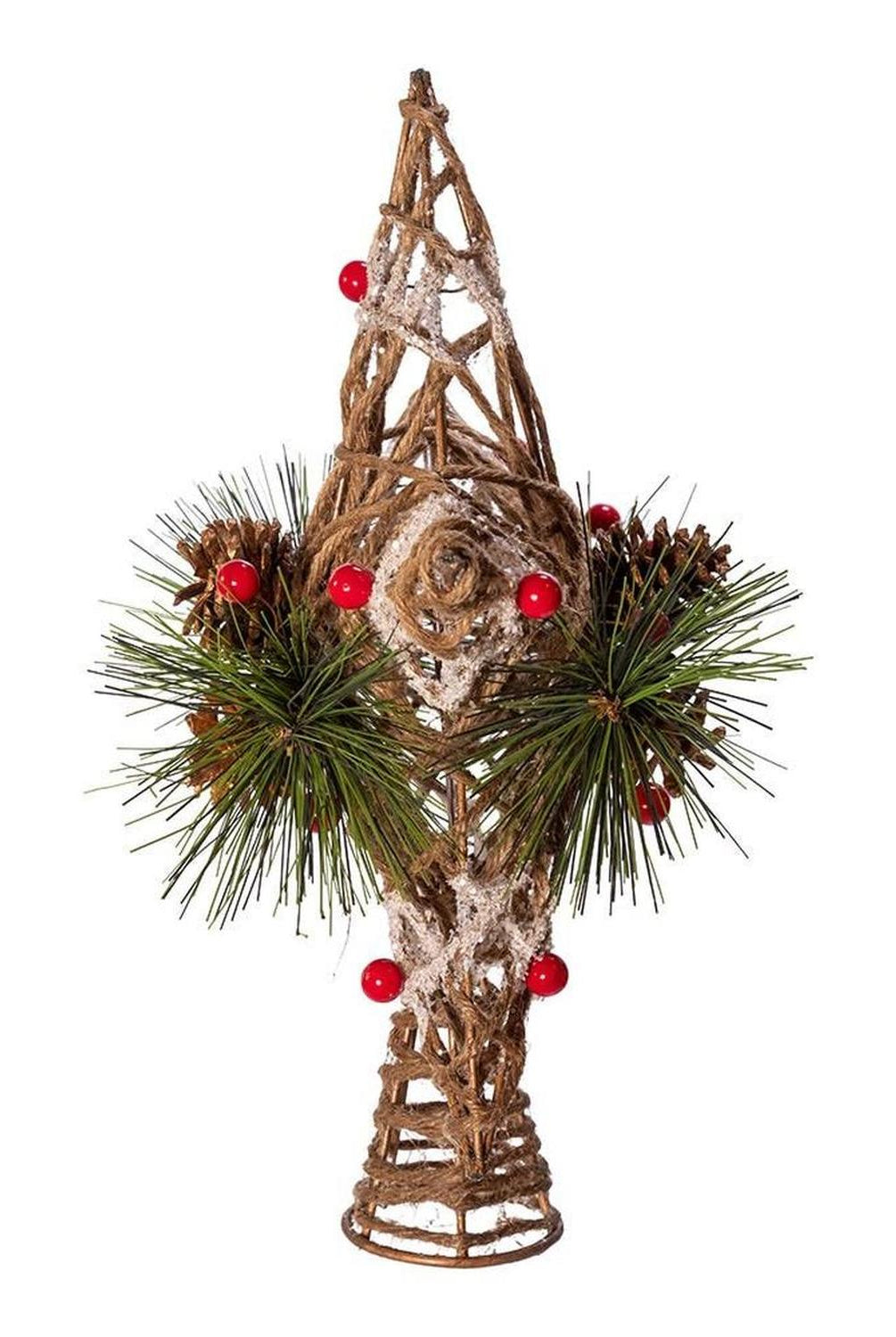 Kurt Adler 11-Inch Natural Star with Pinecones Treetop
