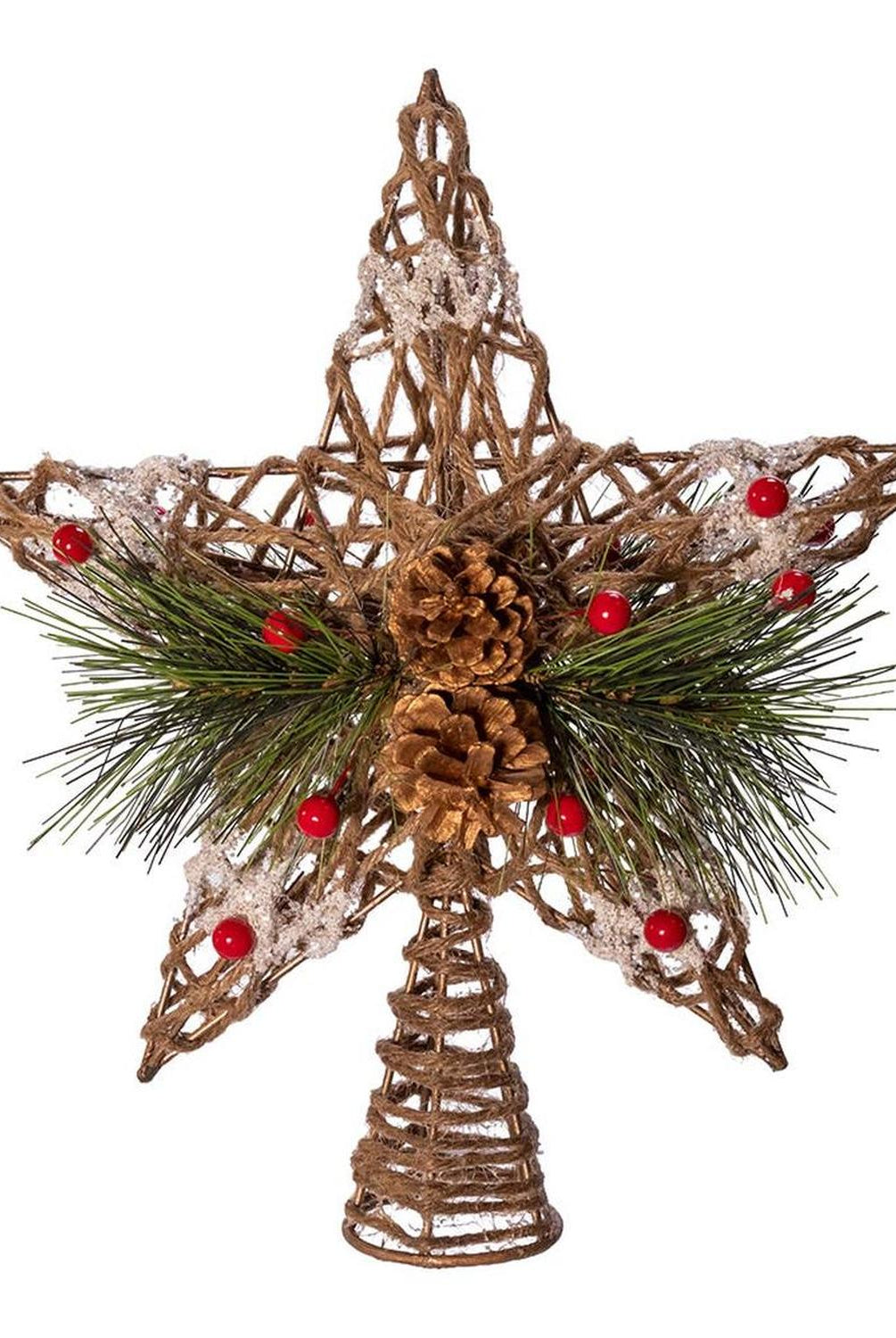 Kurt Adler 11-Inch Natural Star with Pinecones Treetop