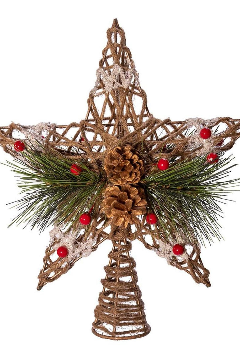 Kurt Adler 11-Inch Natural Star with Pinecones Treetop