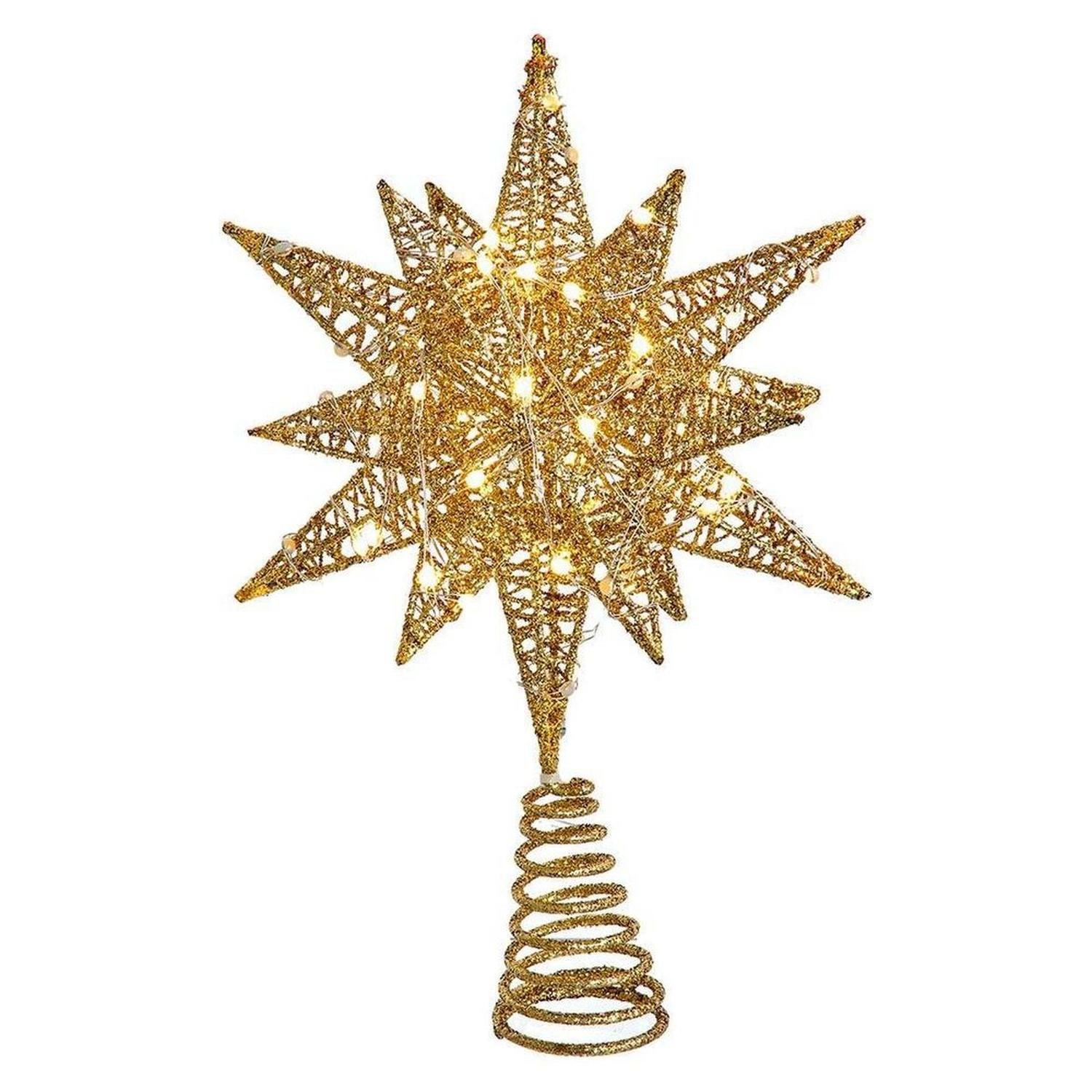 Shop For Kurt Adler 11" Pre - Lit Twinkling LED Gold Starburst Tree Topper