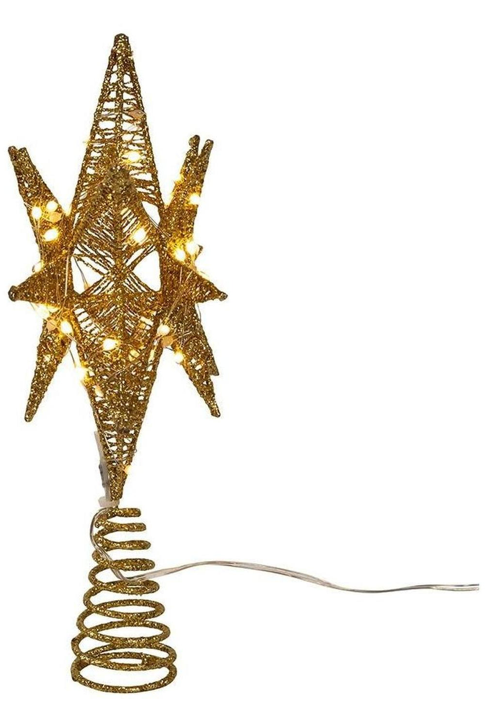 Kurt Adler 11" Pre-Lit Twinkling LED Gold Starburst Tree Topper