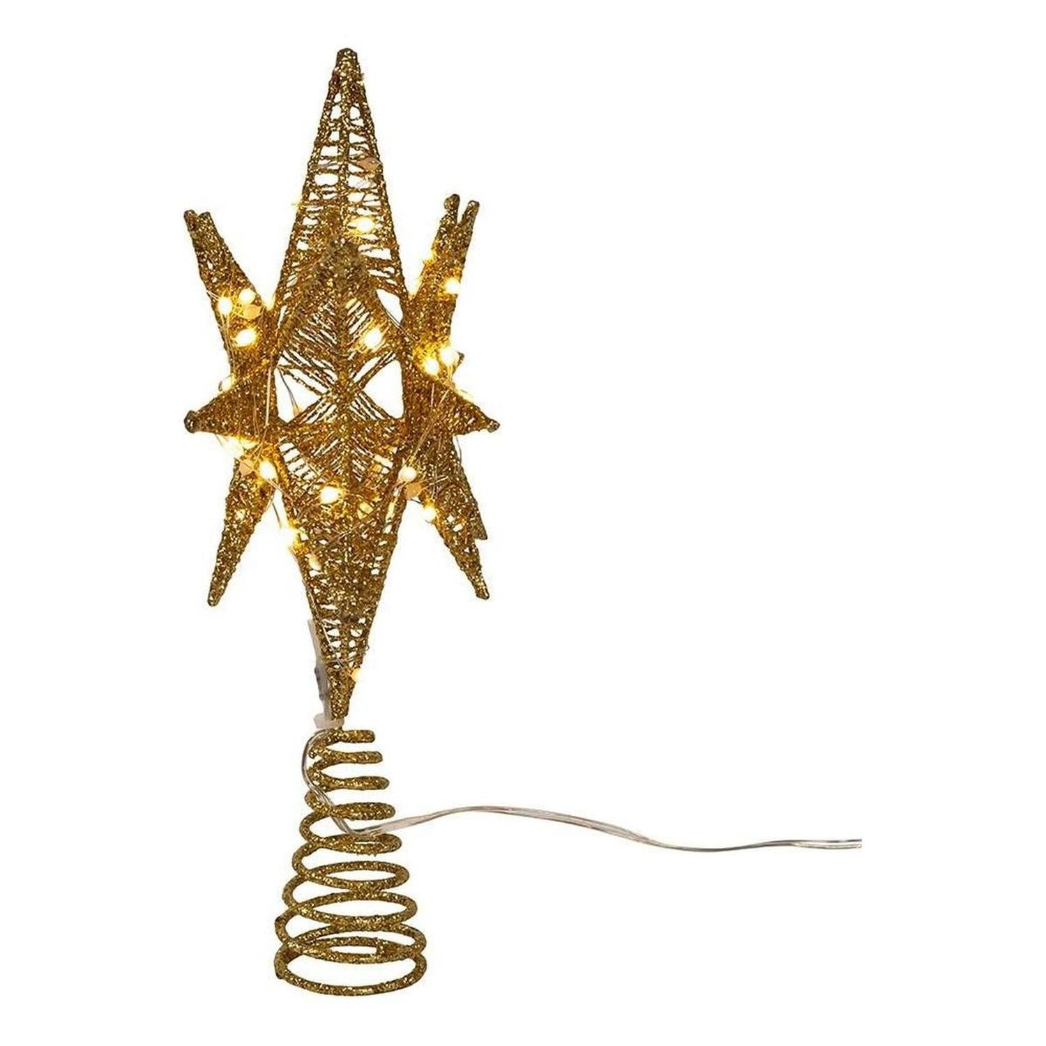 Shop For Kurt Adler 11" Pre - Lit Twinkling LED Gold Starburst Tree Topper