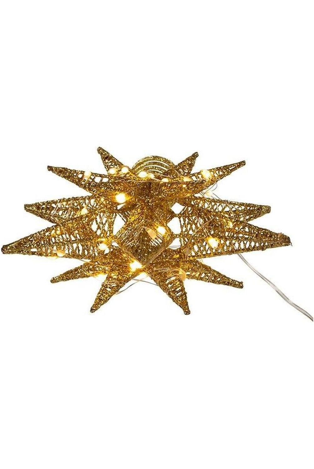 Kurt Adler 11" Pre-Lit Twinkling LED Gold Starburst Tree Topper