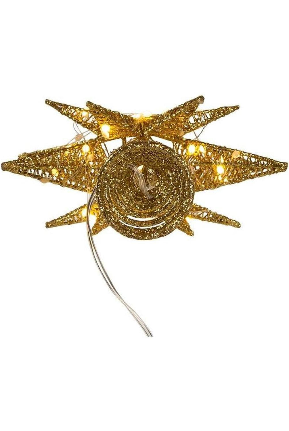 Kurt Adler 11" Pre-Lit Twinkling LED Gold Starburst Tree Topper