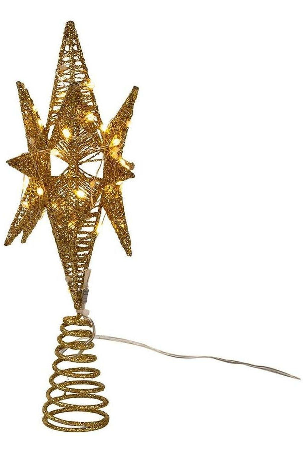 Kurt Adler 11" Pre-Lit Twinkling LED Gold Starburst Tree Topper