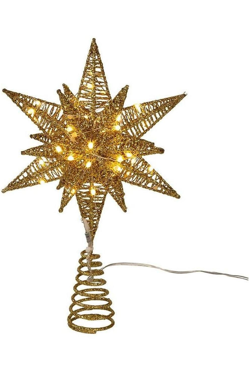 Kurt Adler 11" Pre-Lit Twinkling LED Gold Starburst Tree Topper