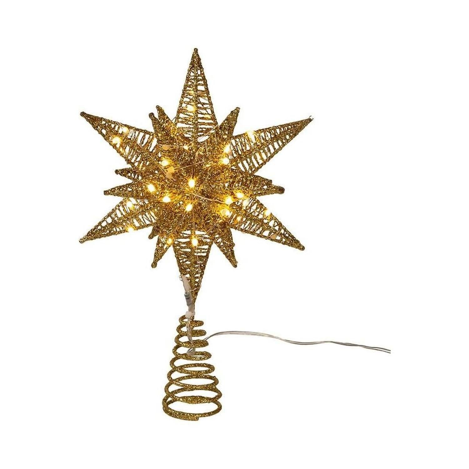 Shop For Kurt Adler 11" Pre - Lit Twinkling LED Gold Starburst Tree Topper