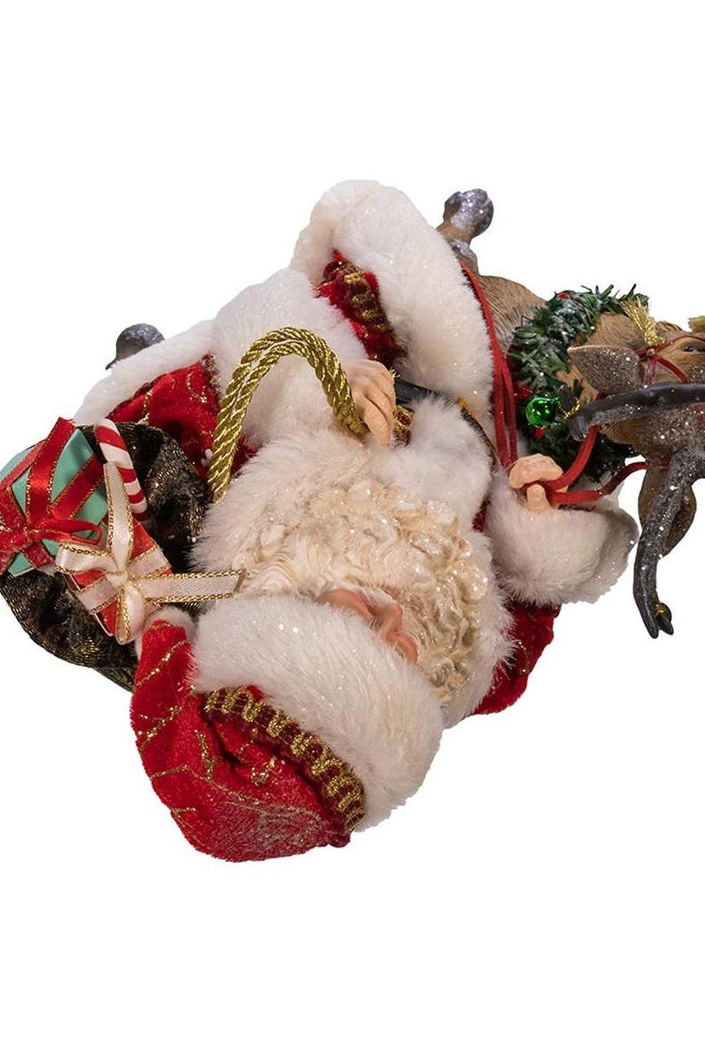 Kurt Adler 11.5-Inch Fabriché Santa on Reindeer