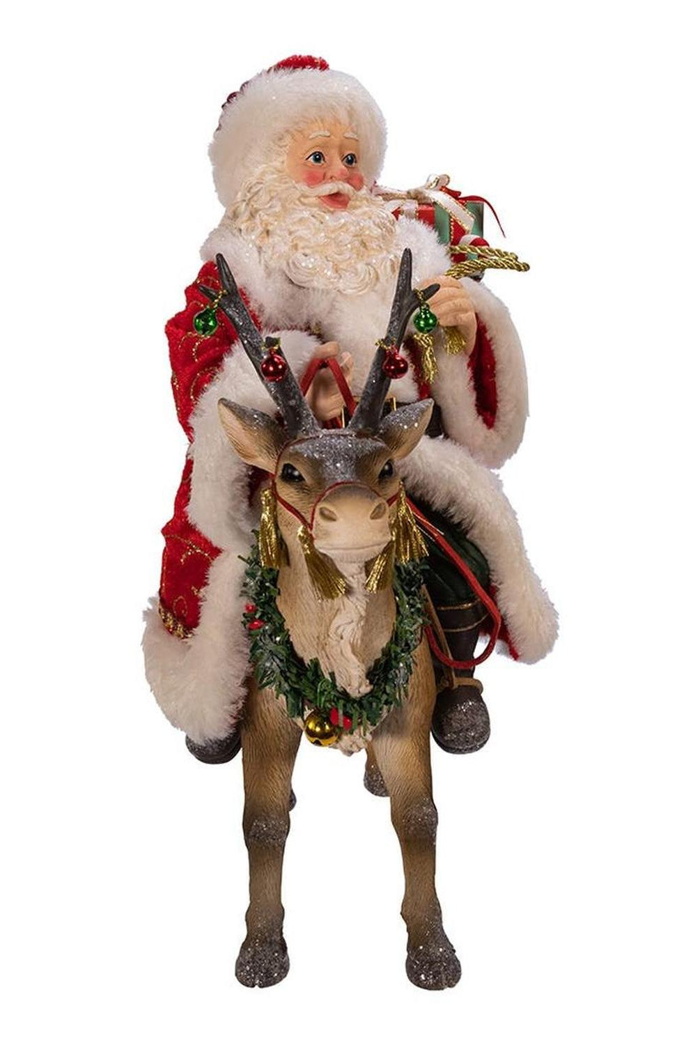 Kurt Adler 11.5-Inch Fabriché Santa on Reindeer