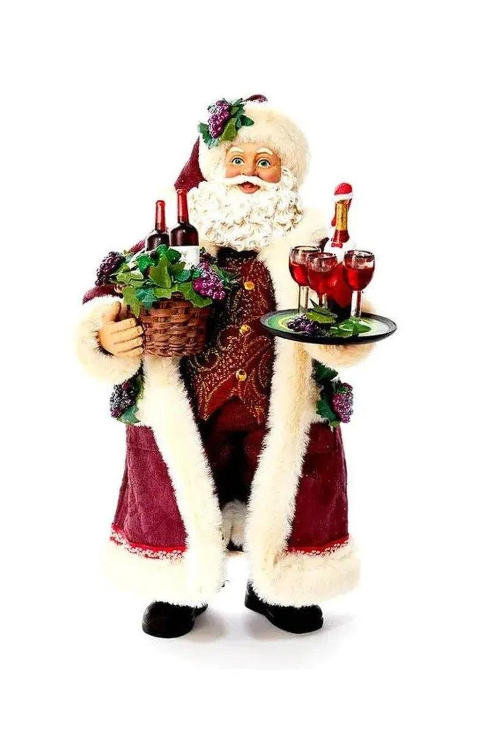 Kurt Adler 11.5-Inch Fabriché Santa with Wine Basket