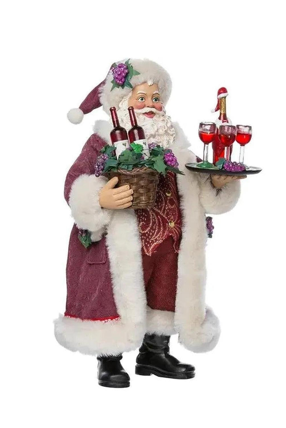 Kurt Adler 11.5-Inch Fabriché Santa with Wine Basket