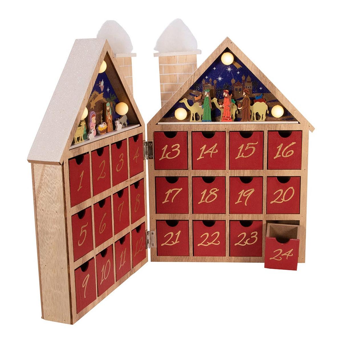 Shop For Kurt Adler 11.81 - Inch Wooden LED Nativity Advent Calendar
