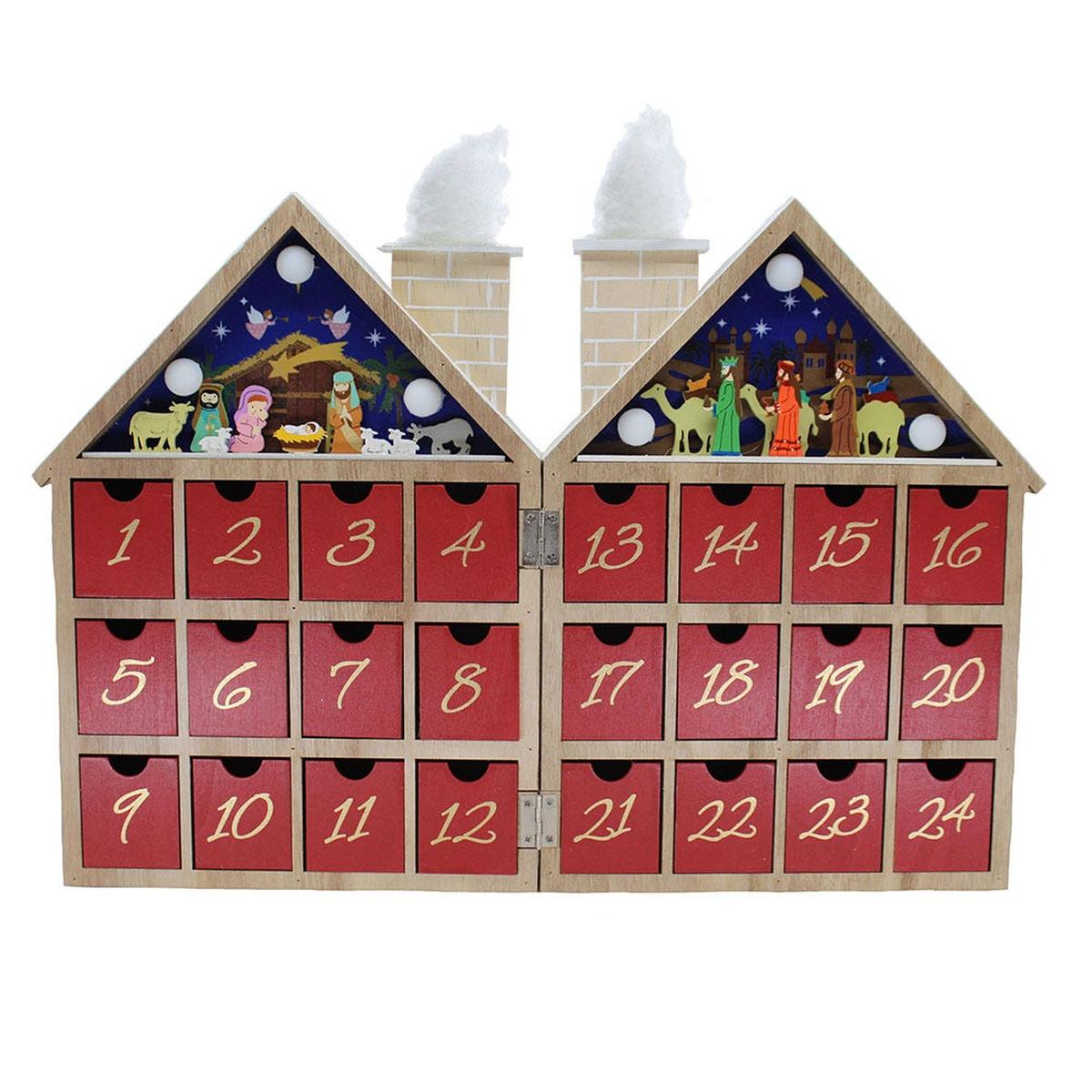Shop For Kurt Adler 11.81 - Inch Wooden LED Nativity Advent Calendar