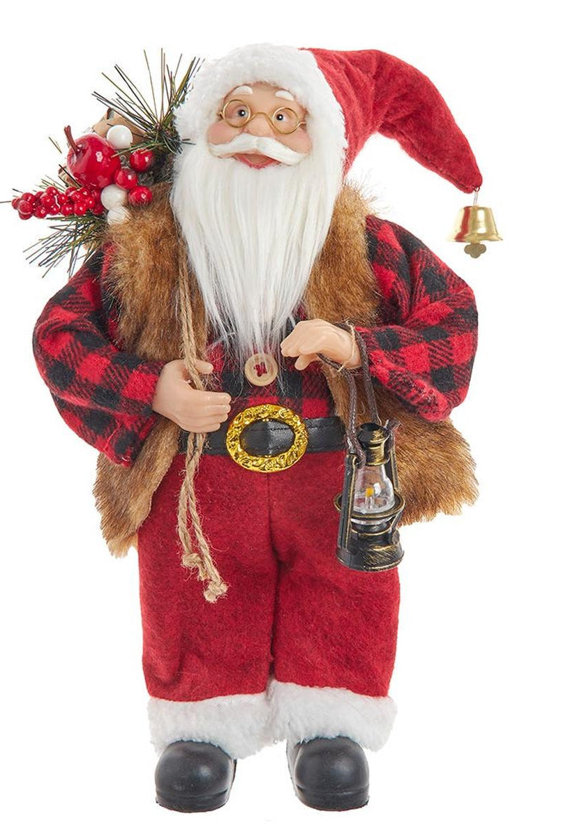 Shop For Kurt Adler 12 - Inch Standing Christmas Santa with Plaid Shirt, Sack and Lantern
