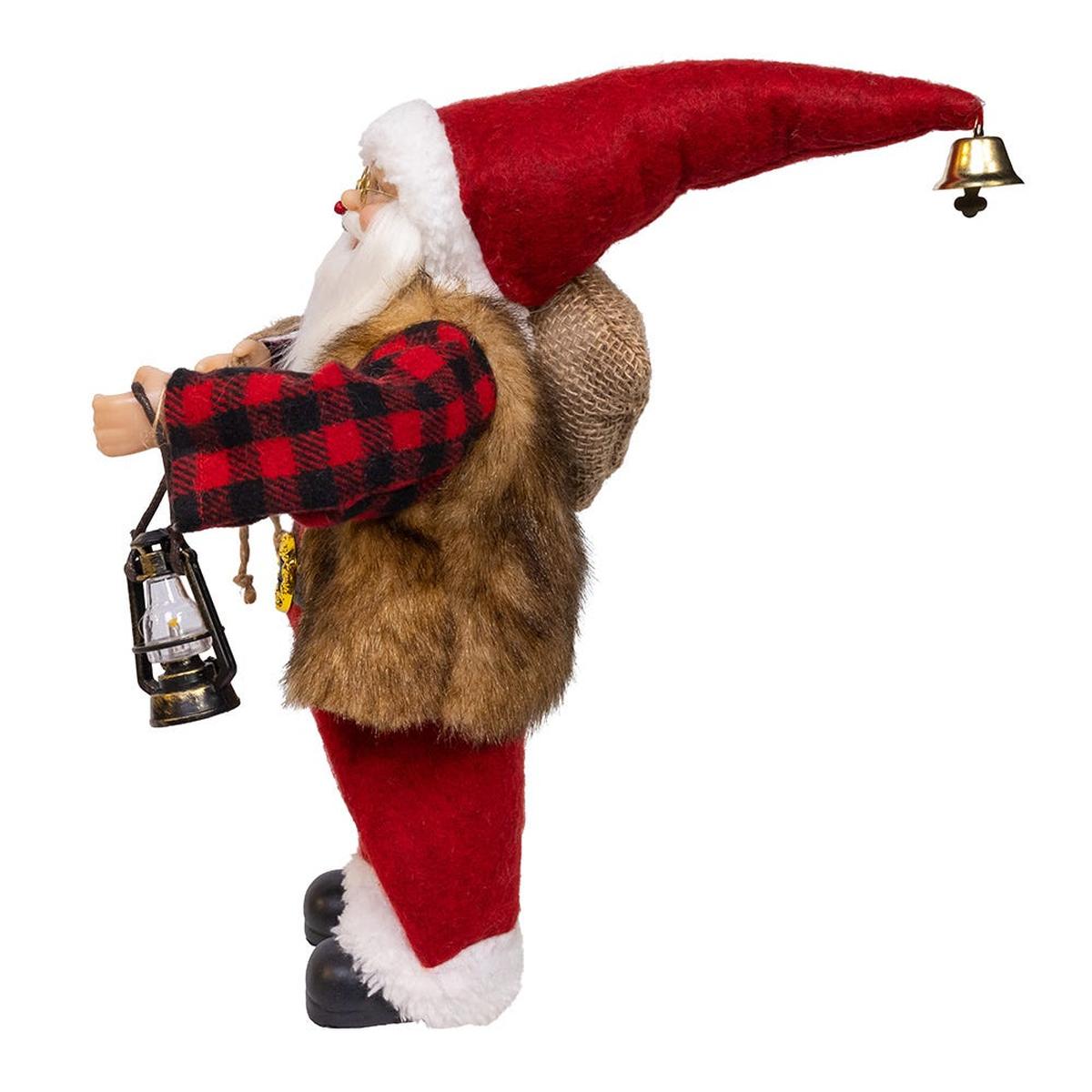Shop For Kurt Adler 12 - Inch Standing Christmas Santa with Plaid Shirt, Sack and Lantern