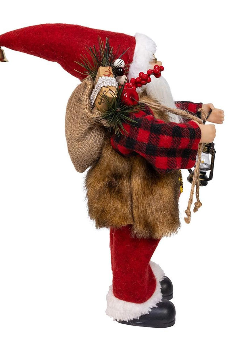 Shop For Kurt Adler 12 - Inch Standing Christmas Santa with Plaid Shirt, Sack and Lantern